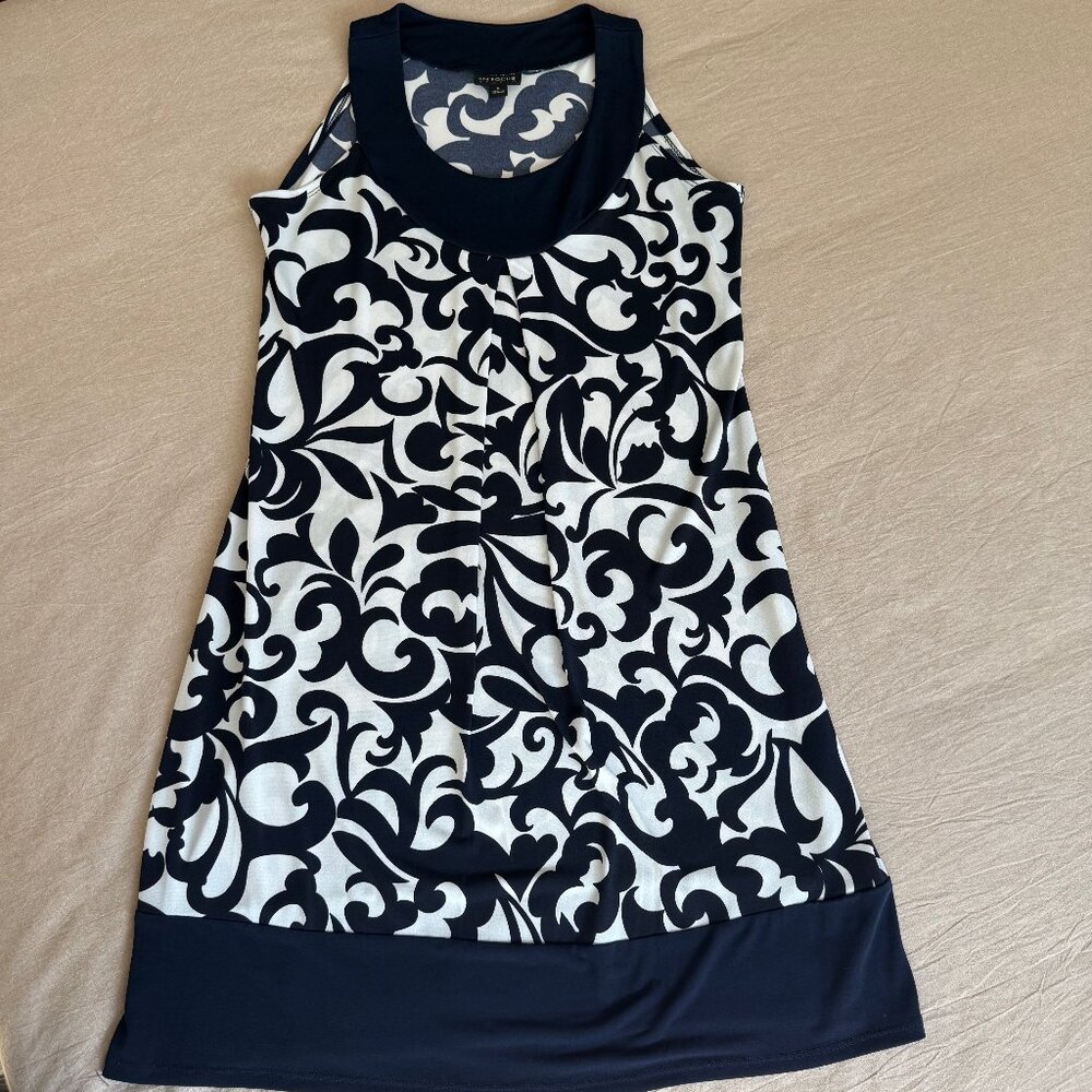 En Focus Studio Blue White Retro Mod Mini Dress Size 6